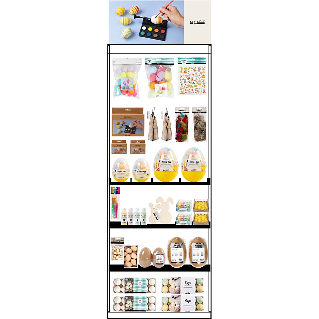 Creativ company vloerdisplay, gemonteerd, category, extraatjes voor pasen, kinderen, h: 1580 mm, l: 600 mm, b: 400 mm, 237 eenh. 1 stuk