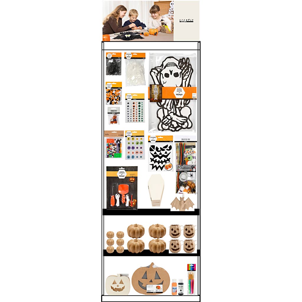 Creativ company vloerdisplay, gemonteerd, category, extraatjes voor halloween, kinderen, h: 1580 mm, l: 600 mm, b: 400 mm, 218 eenh. 1 stuk