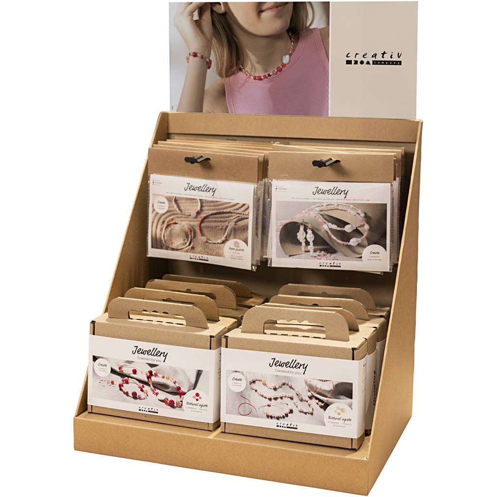 Creativ company klein baliedisplay, sieraden, agaat en kristallen, kinderen en volwassenen, h: 458 mm, d: 322 mm, b: 416 mm, 24 eenh. 1 stuk