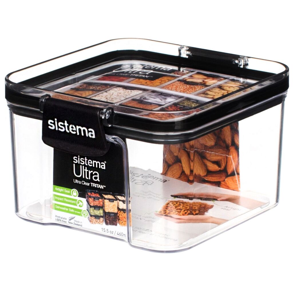 Sistema Stock Box Tritan Square 460 ml Transparent Black