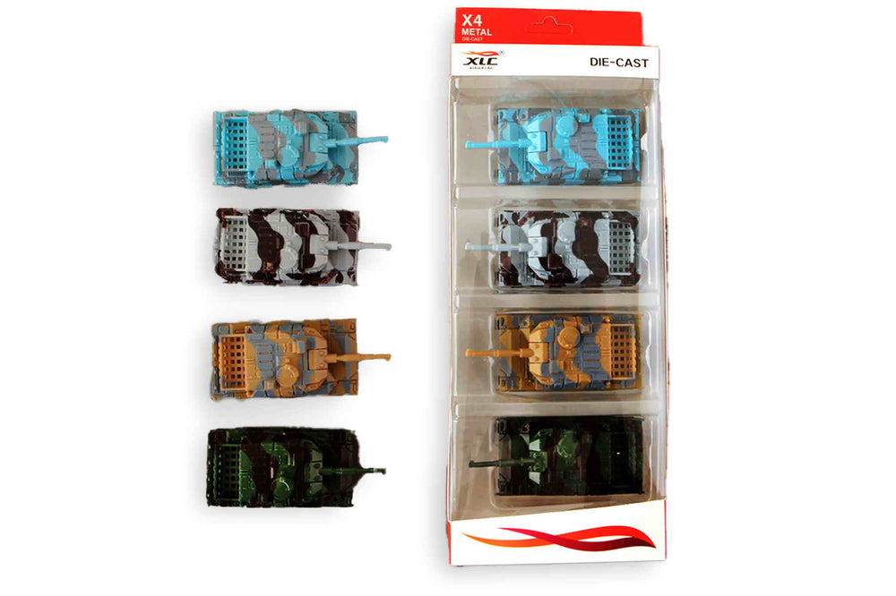 Tank tillbakadragbar pressgjuten 9 cm set om 4