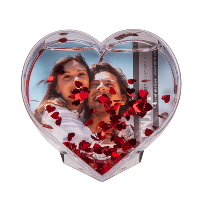 Ootb Globo d'acqua con cuore glitter acrilico 3D per foto