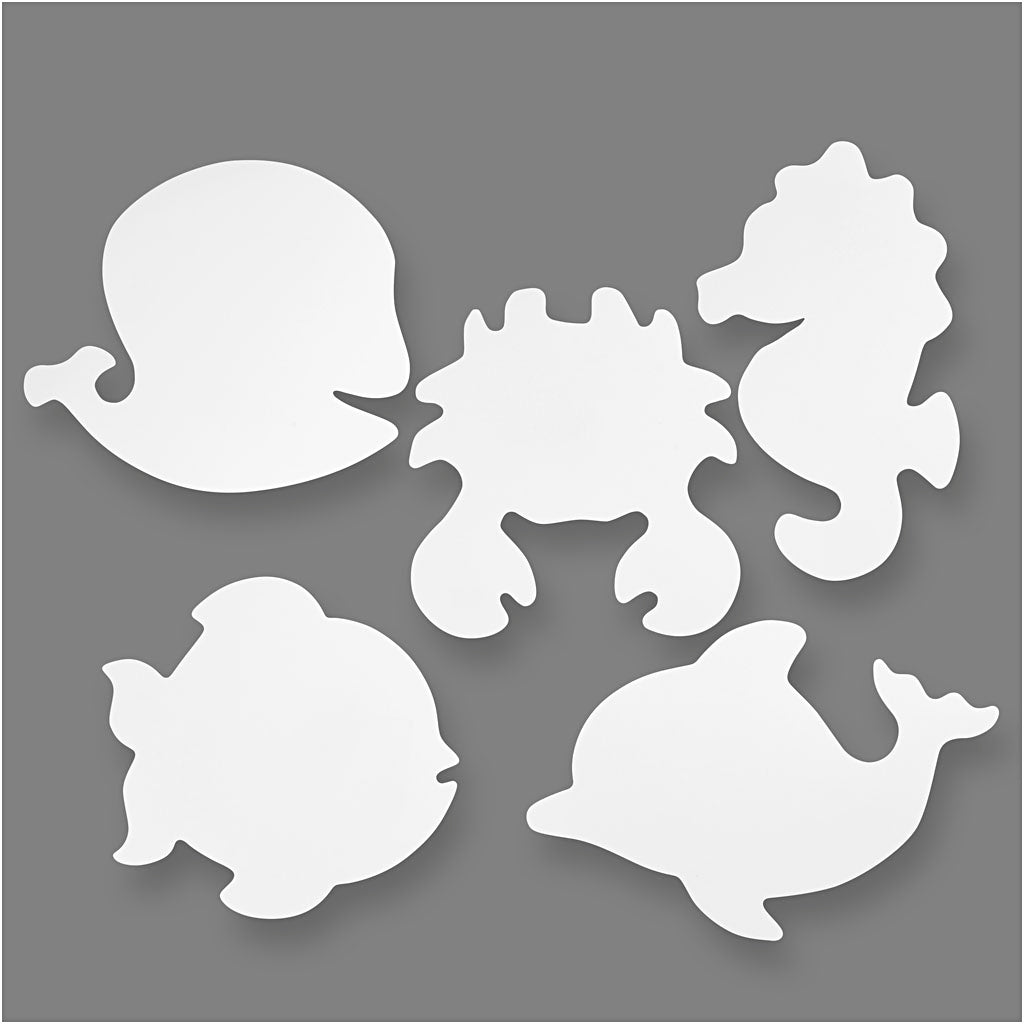 Creativ company sea animals, h: 18.5-26 cm, w: 15-29 cm, 230 g, white, 16 pieces 1 box