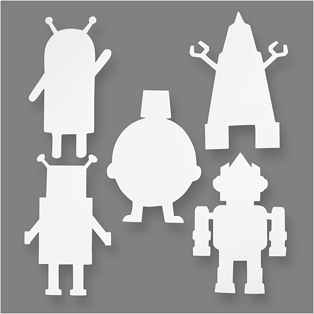 Creativ company robotten, h: 22,5-24 cm, b: 15-16 cm, 230 gr, wit, 16 stuk 1 doos