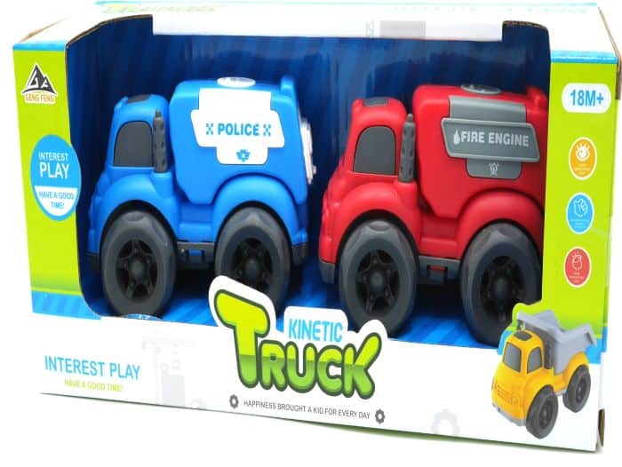 Jonotoys kinetic trucks police and fire brigade set