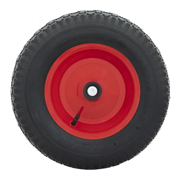 Wheel 16x4 400x8 with red steel rim complete with axle