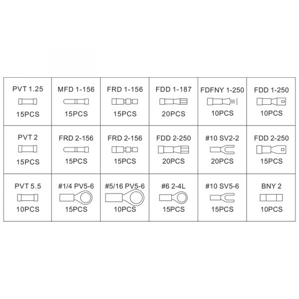 Topgear TOPGEAR Kabelio antgaliai ass. 260 vienetų