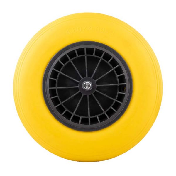 Skottkärra hjul 4.00-8 PU-plastgult