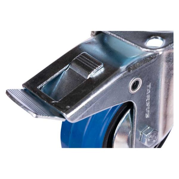 Tarsus zwenkwiel + rem 125 mm. blå