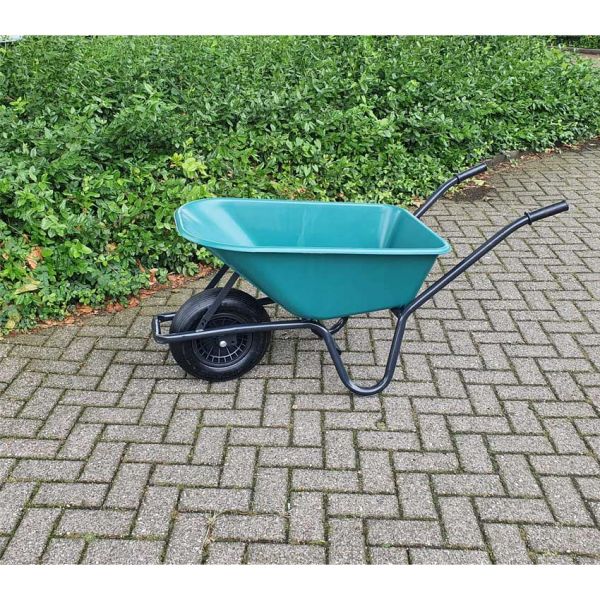 Wheelbarrow plastic green container 85 liter hq.