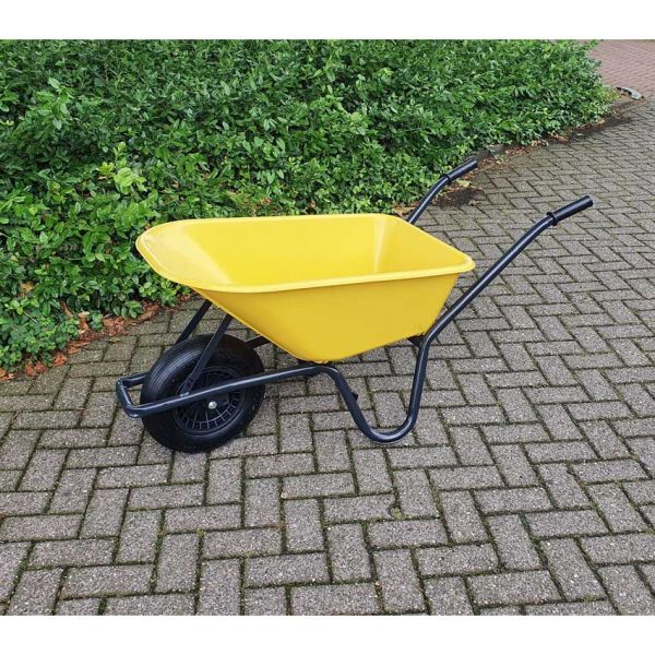 Wheelbarrow plastic yellow container 85 liter HQ.