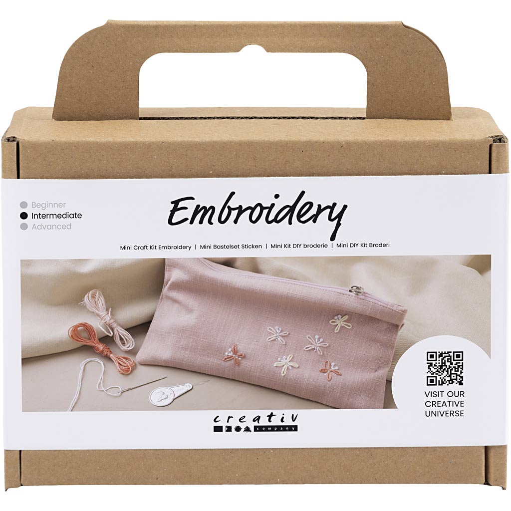 Creativ company mini hobby set embroidery, clutch bag, dusty rose, 1 box