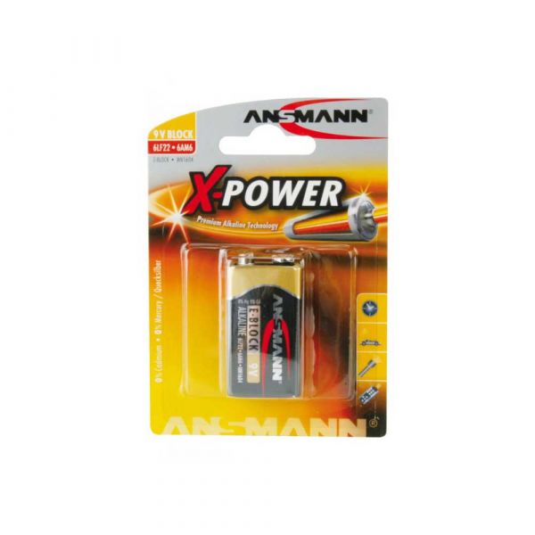 X-Power Alkaline battery 9 volts.