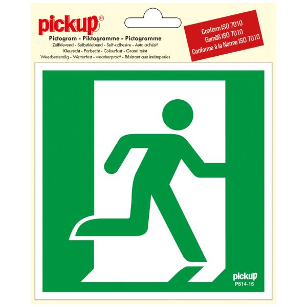 Sticker Emergency exit til højre - 150x150 mm.