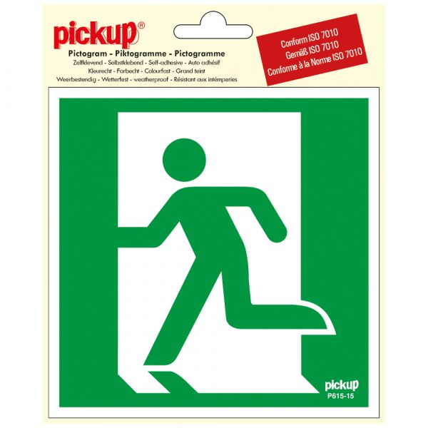 Sticker emergency exit left - 150x150 mm.