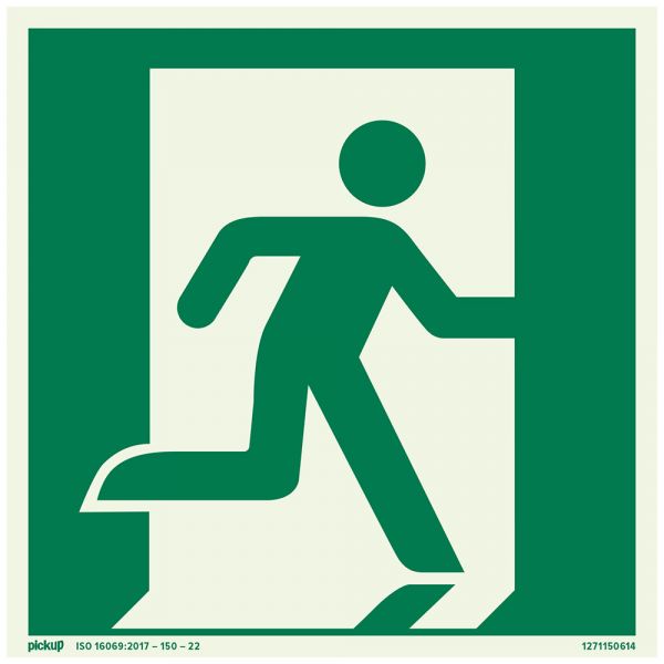 Plate emergency exit on the right ftlm - 150x150 mm self -adhesive.