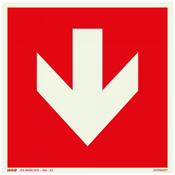 Plate red with ftlm arrow - 150x150 mm self -adhesive.