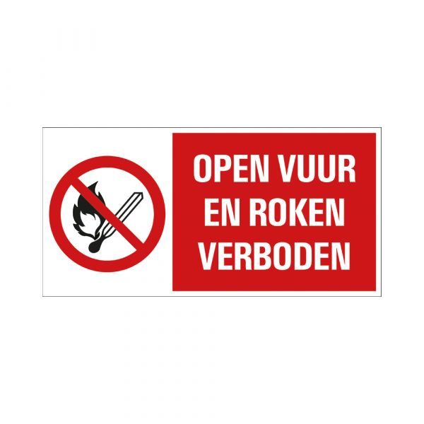 Plate open fire and smoking forbidden - 150x300 mm.