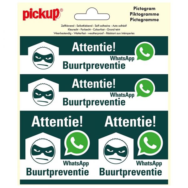 Sticker whatsapp buurtpreventie - 150x150 mm 4 stuks.