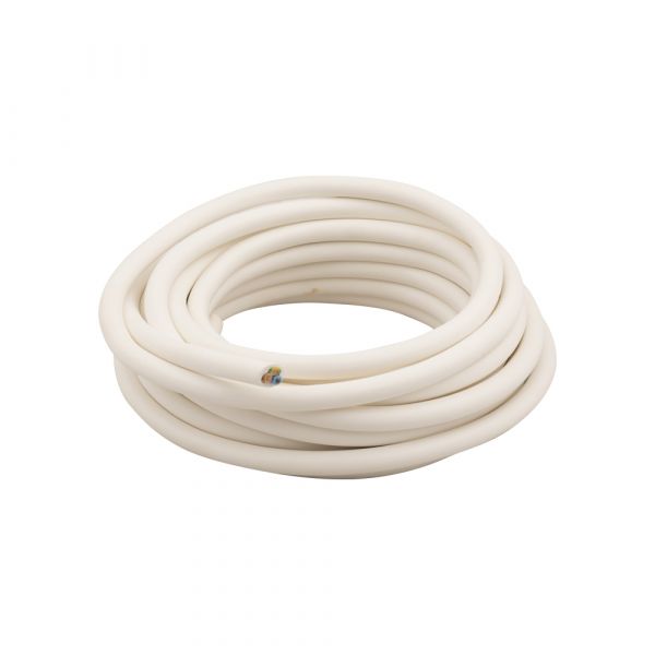 Huishoudkabel 3x1.0 wit 5 meter.