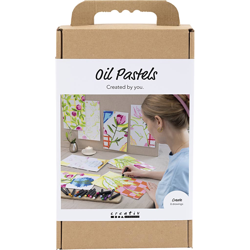 Creativ company hobby set oil pastel, flowers, various colors, 1 box
