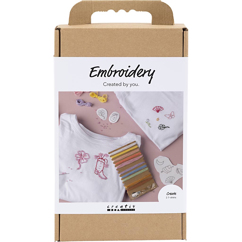 Creativ company hobby set embroidery, t-shirt, white, 1 box