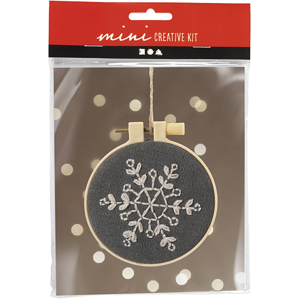 Creativ company mini hobbyset borduurwerk, sneeuwvlok, grijs, 1 doos