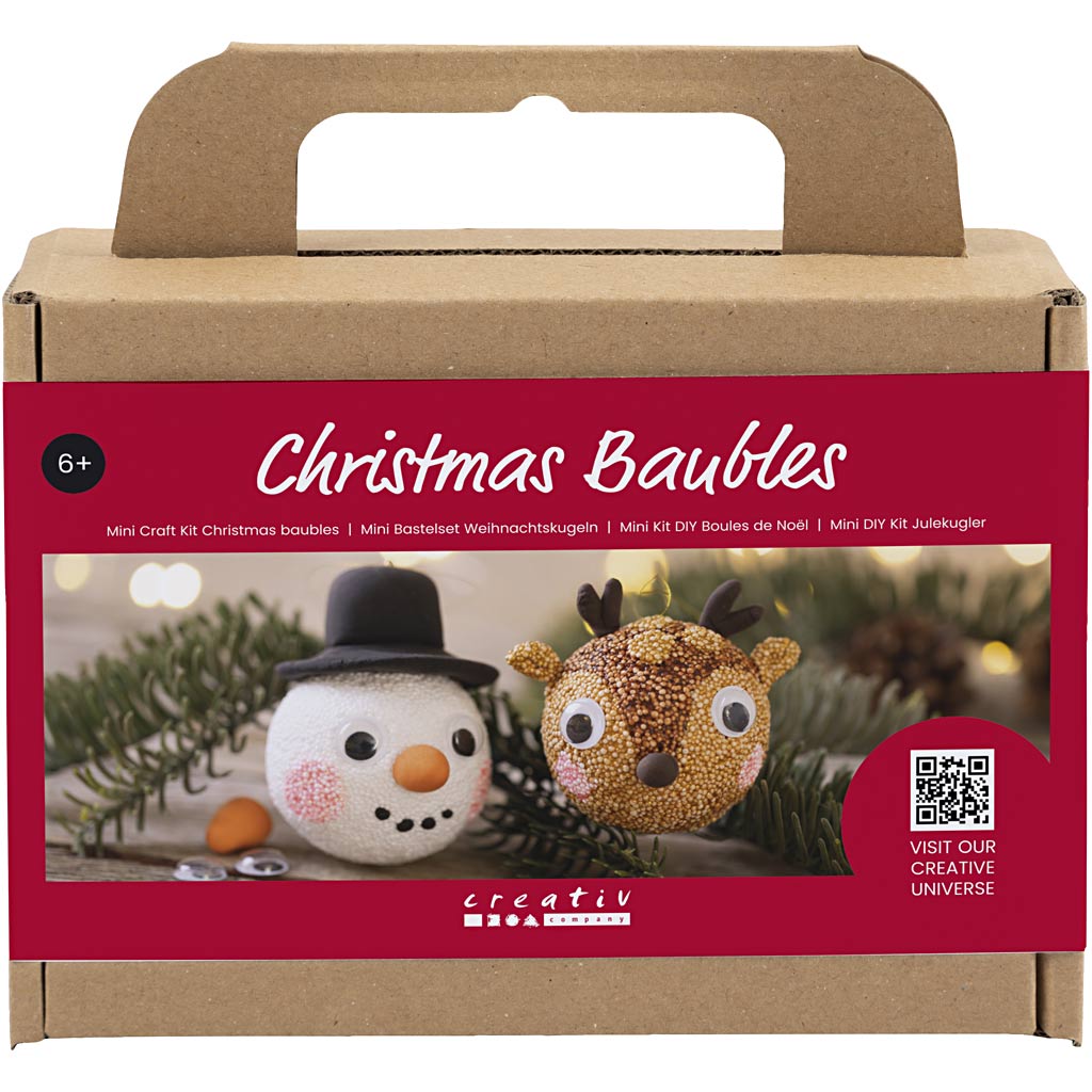 Creativ company mini hobbyset kerstballen, rendier en sneeuwpop, 1 doos
