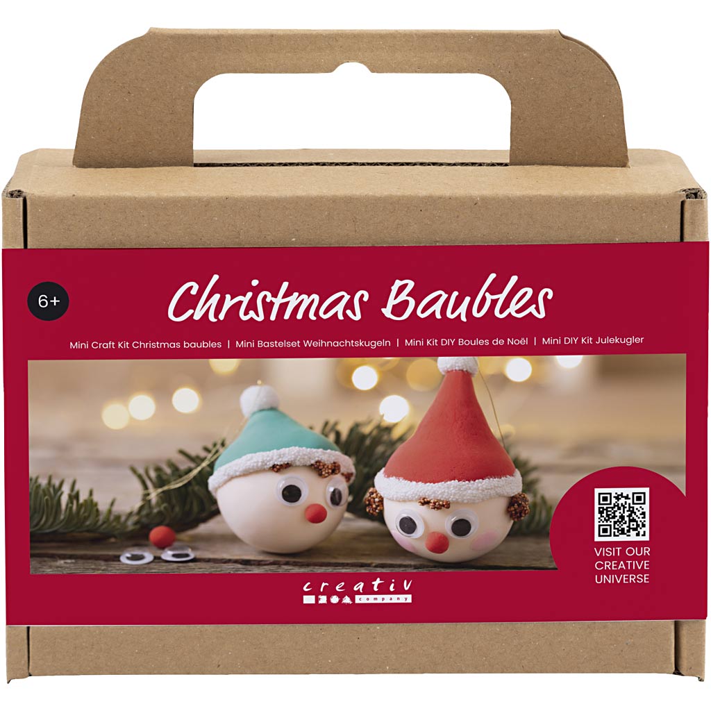 Creativ company mini hobbyset kerstballen, rode en groene kabouters, 1 doos