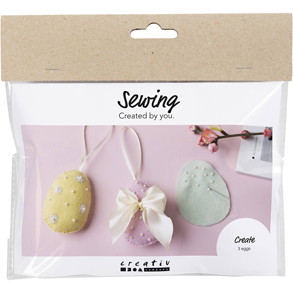 Creativ company mini hobbyset naaien, paaseieren, pastelkleuren, 1 doos