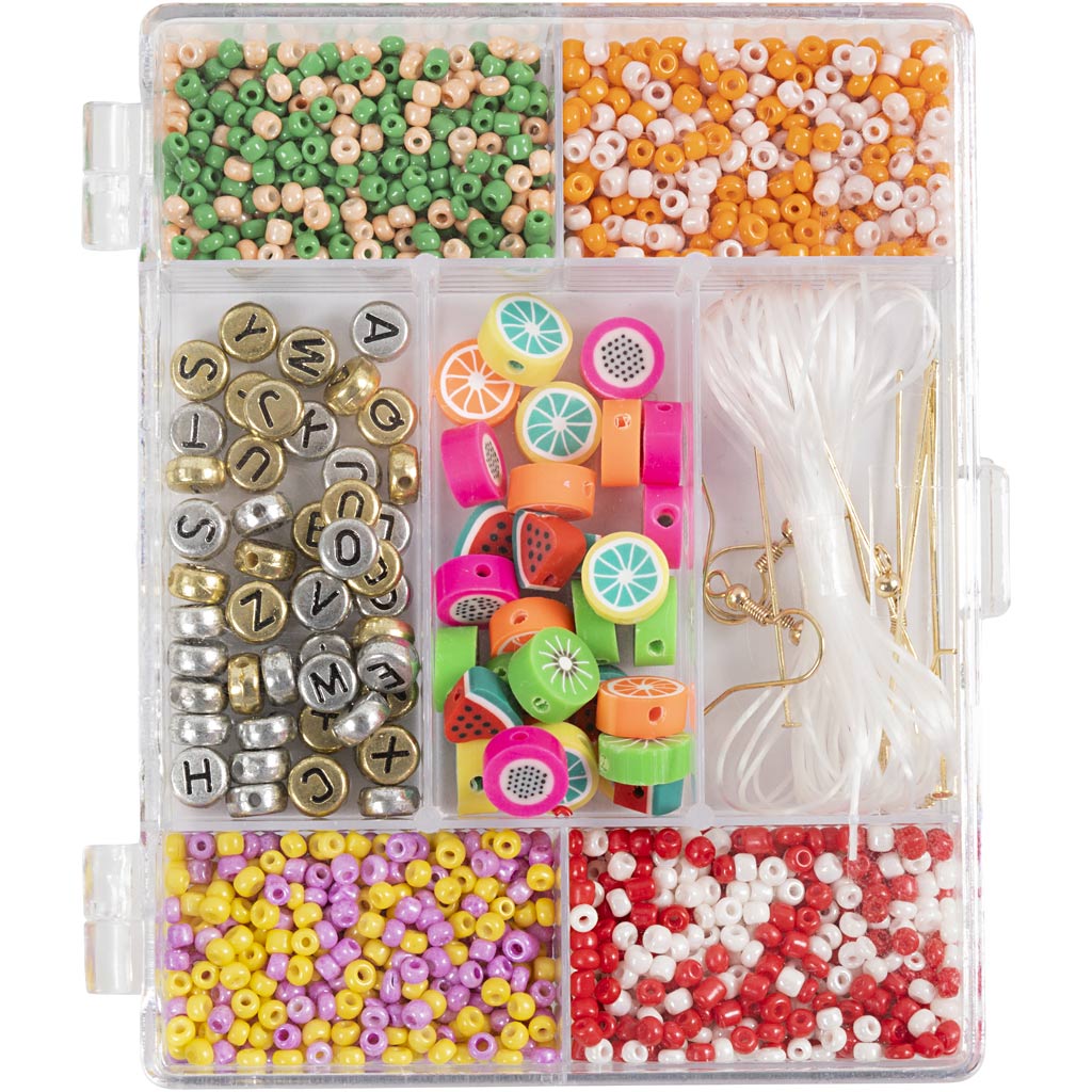 Creativ company creatieve box sieraden, fruitmix, ca. 1600+ stuk, sterke kleuren, 1 doos