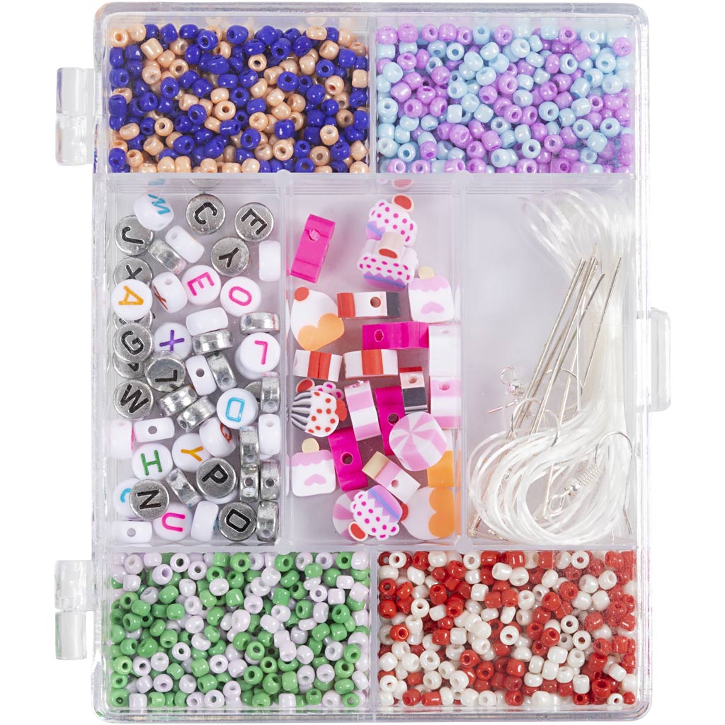 Creativ company creatieve box sieraden, snoepmix, ca. 1600+ stuk, pastelkleuren, 1 doos