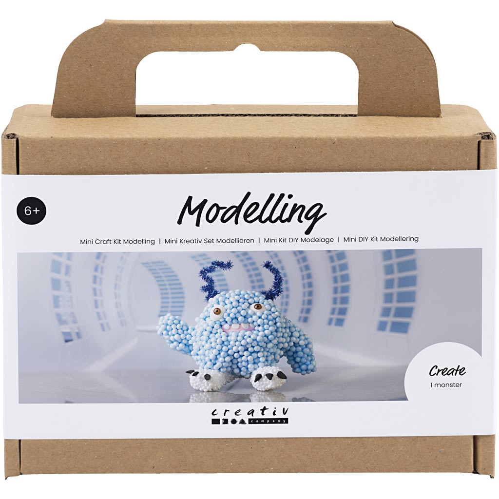 Creativ company mini hobbyset boetseren, monster bobby, lichtblauw, 1 doos