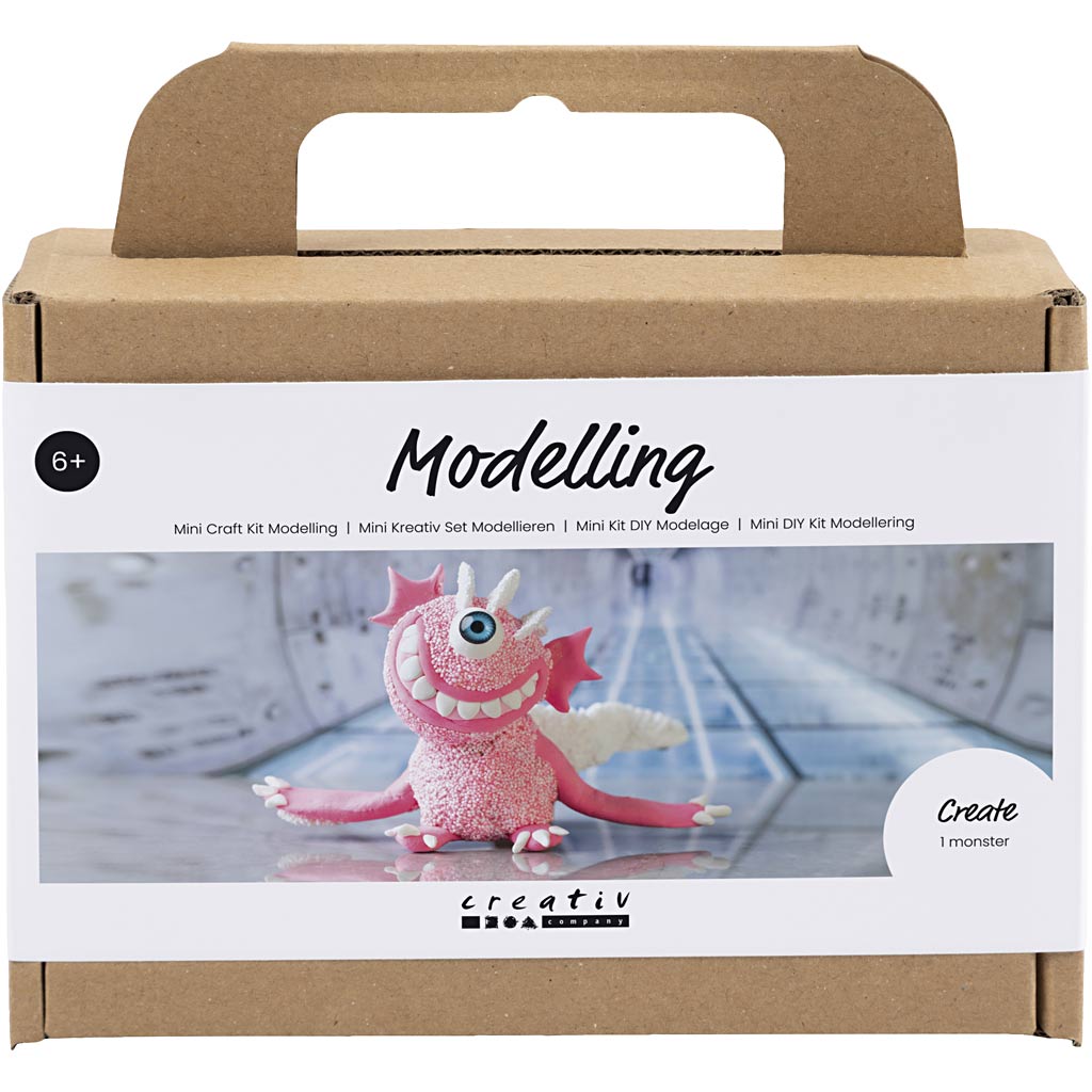 Creativ company mini hobbyset boetseren, monster sally, lichtroze, 1 doos