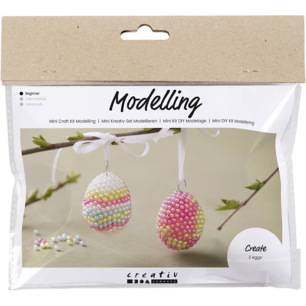 Creativ Company Mini HobbySet modeling egg with beads, 2st.