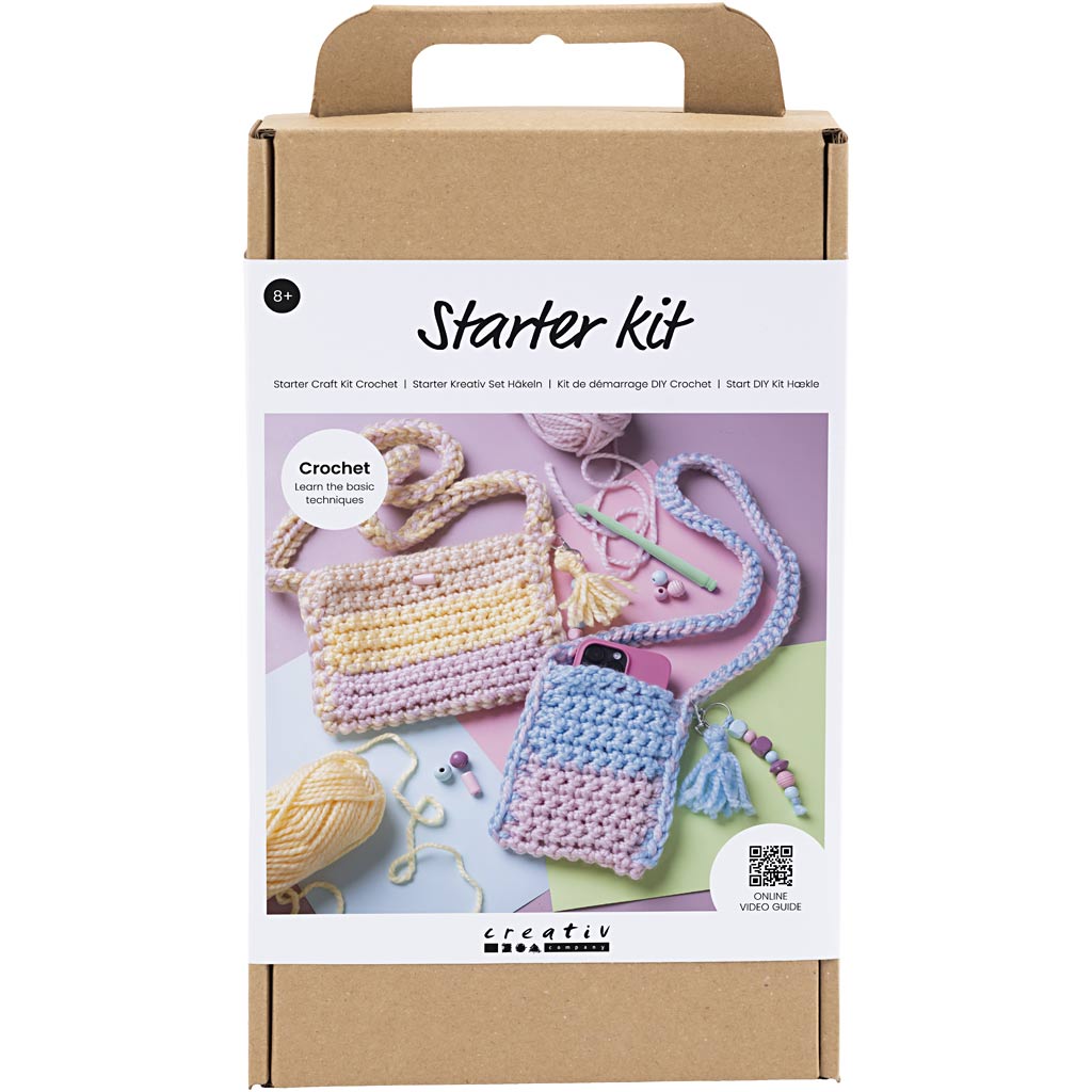 Creativ company starter hobby set crochet, bags, various colors, 1 box