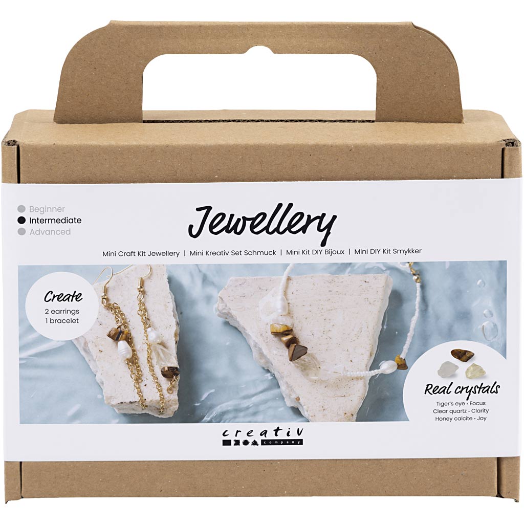 Creativ company mini hobbyset sieraden, kristal halsketting en oorbellen, 1 doos