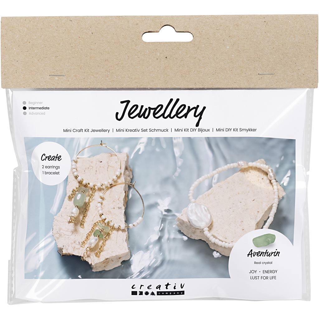 Creativ company mini hobbyset sieraden, aventurijn mix armband en oorbellen, 1 doos
