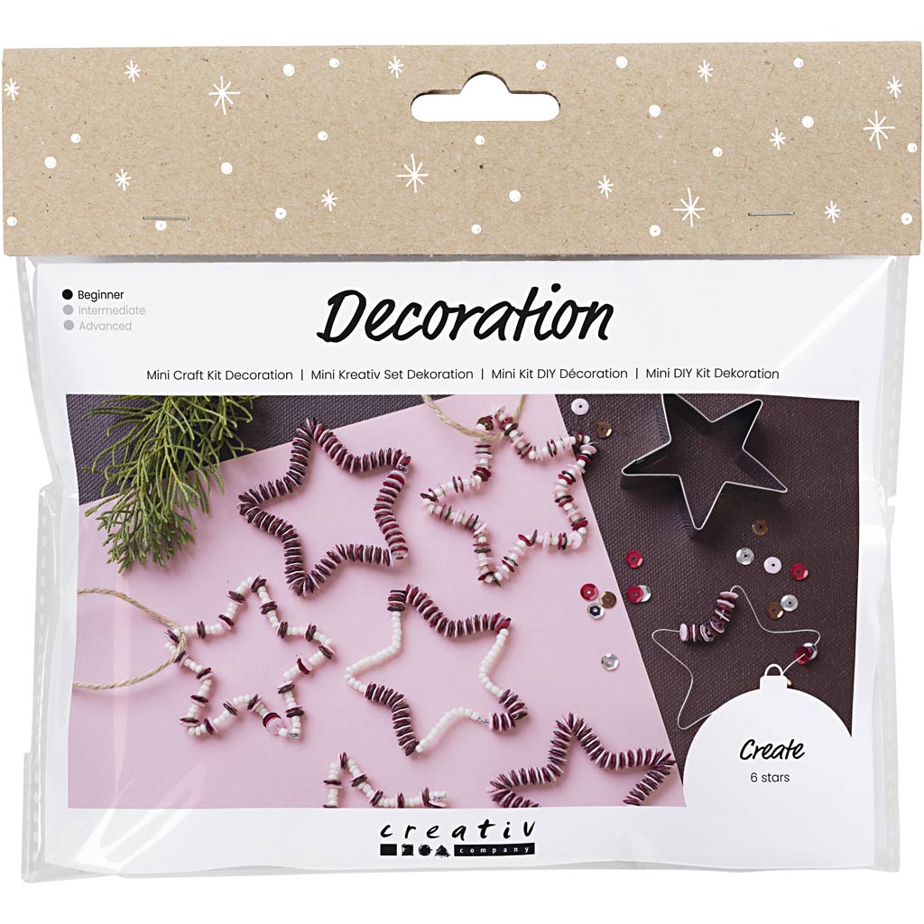 Creativ company mini hobbyset decoratie, sterren, rood, 1 doos
