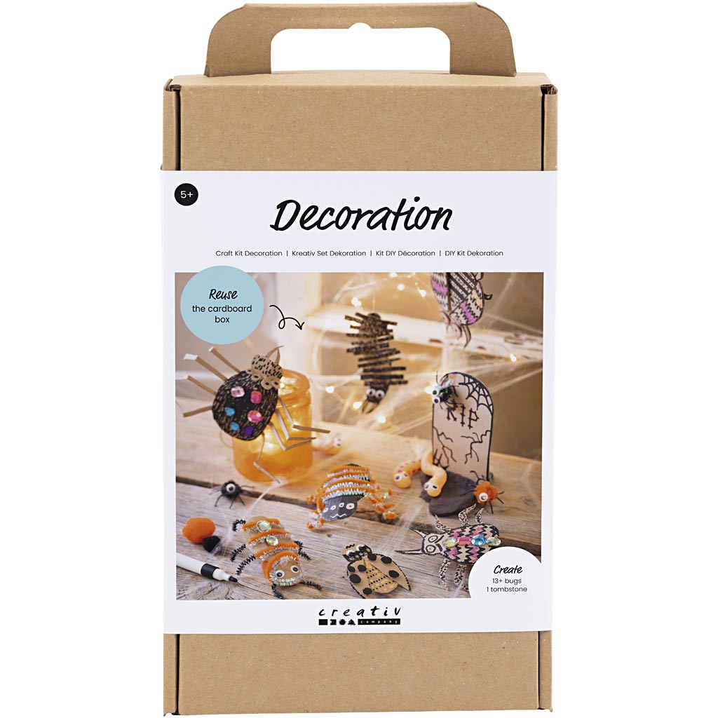 Creativ company hobbyset decoratie, insecten, wormen en grafstenen, diverse kleuren, 1 doos