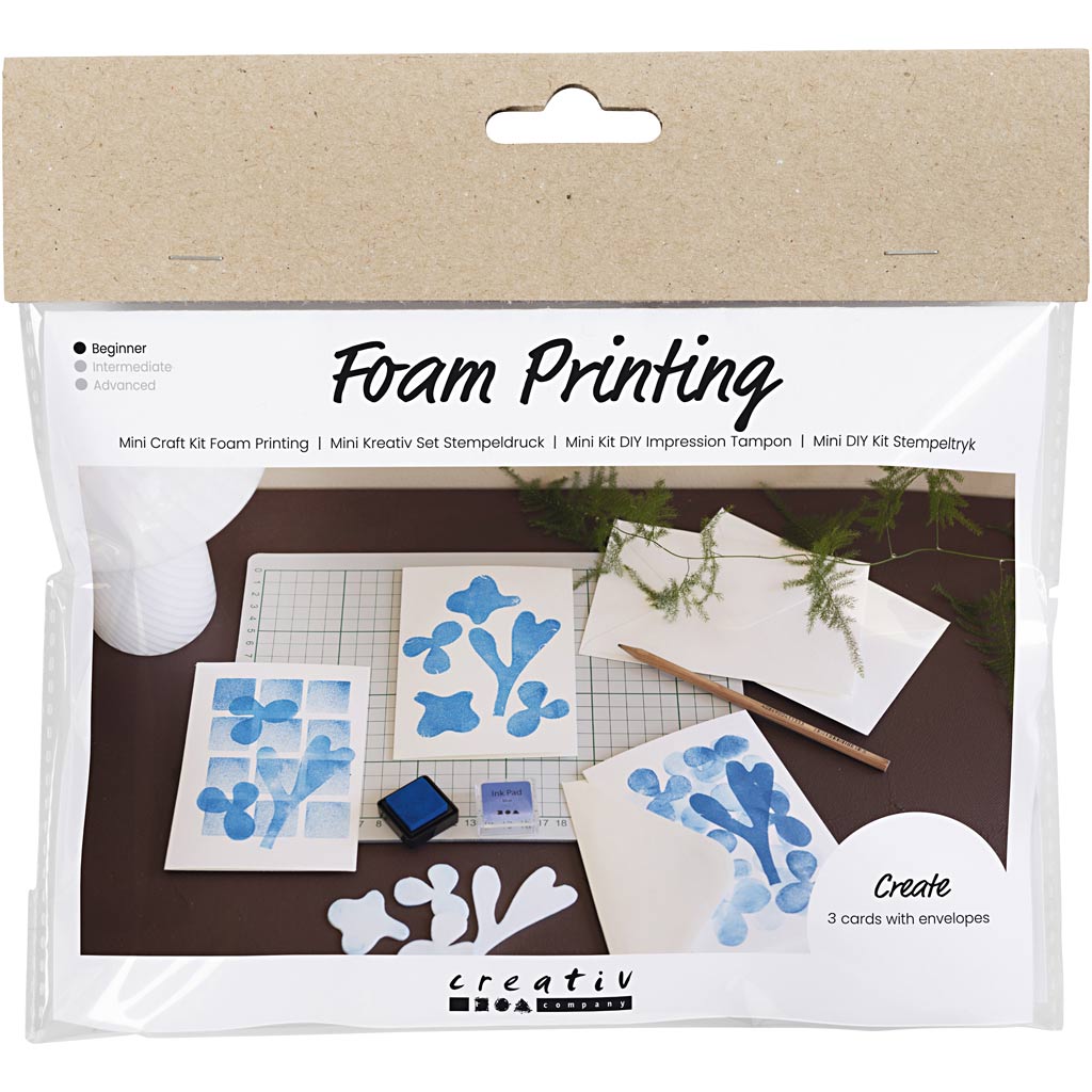 Creativ company mini hobbyset foam druk, kaart met dessin, wit, off white, 1 doos