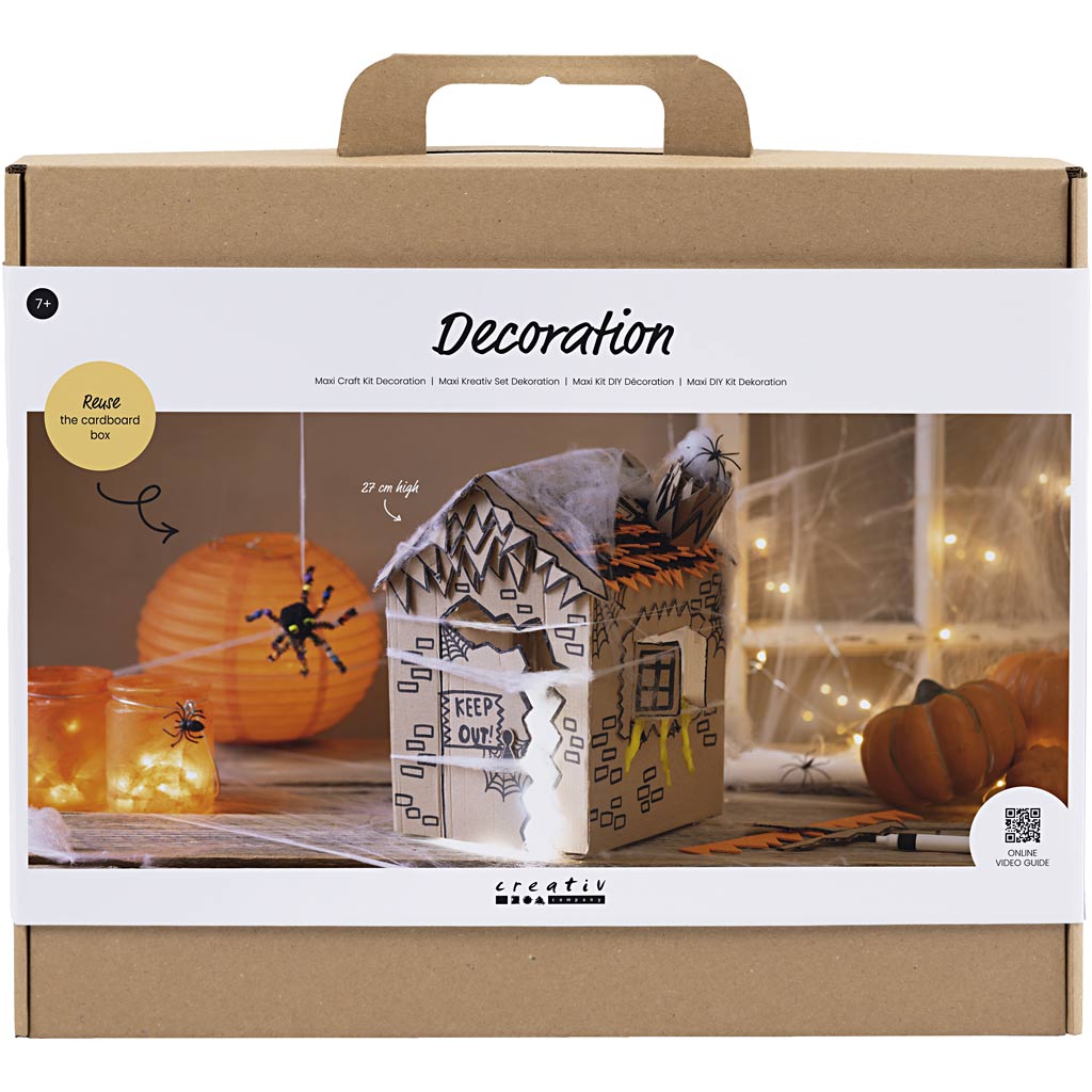 Creativ company maxi hobbyset decoratie, spookhuis, zwart, lichtbruin, oranje, 1 doos