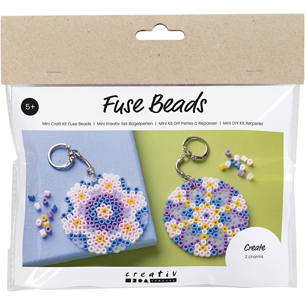 Creativ company mini hobbyset strijkkralen, bedels versieringen voor een tas, diverse kleuren, 1 doos