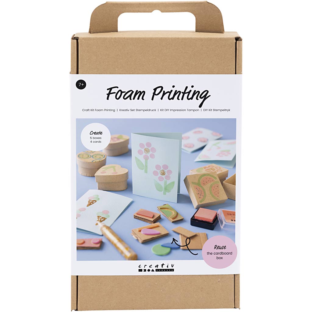 Creativ company hobbyset foam druk, versierde dozen en kaarten, beige, mid groen, mint, helder rood, 1 doos