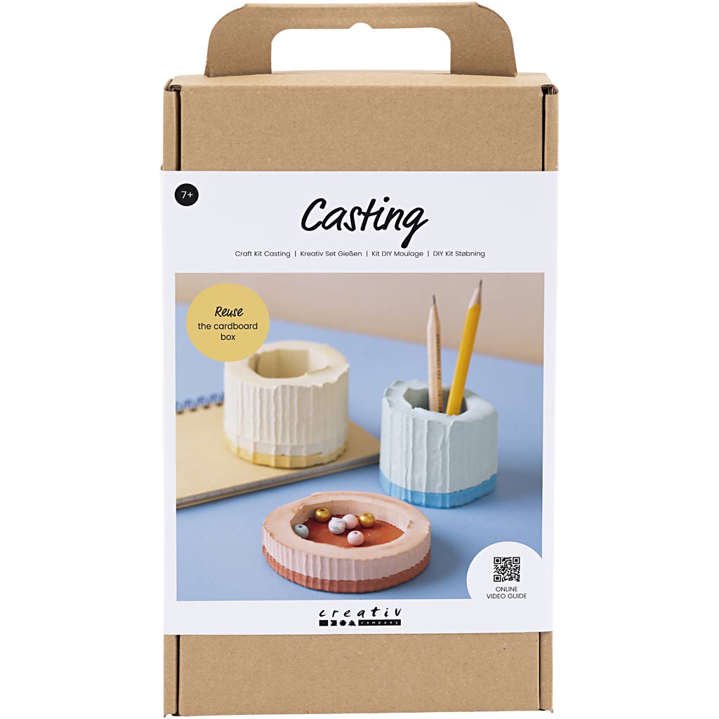 Creativ company hobbyset gieten, bakjes, blauw, rood, lichtgeel, 1 doos