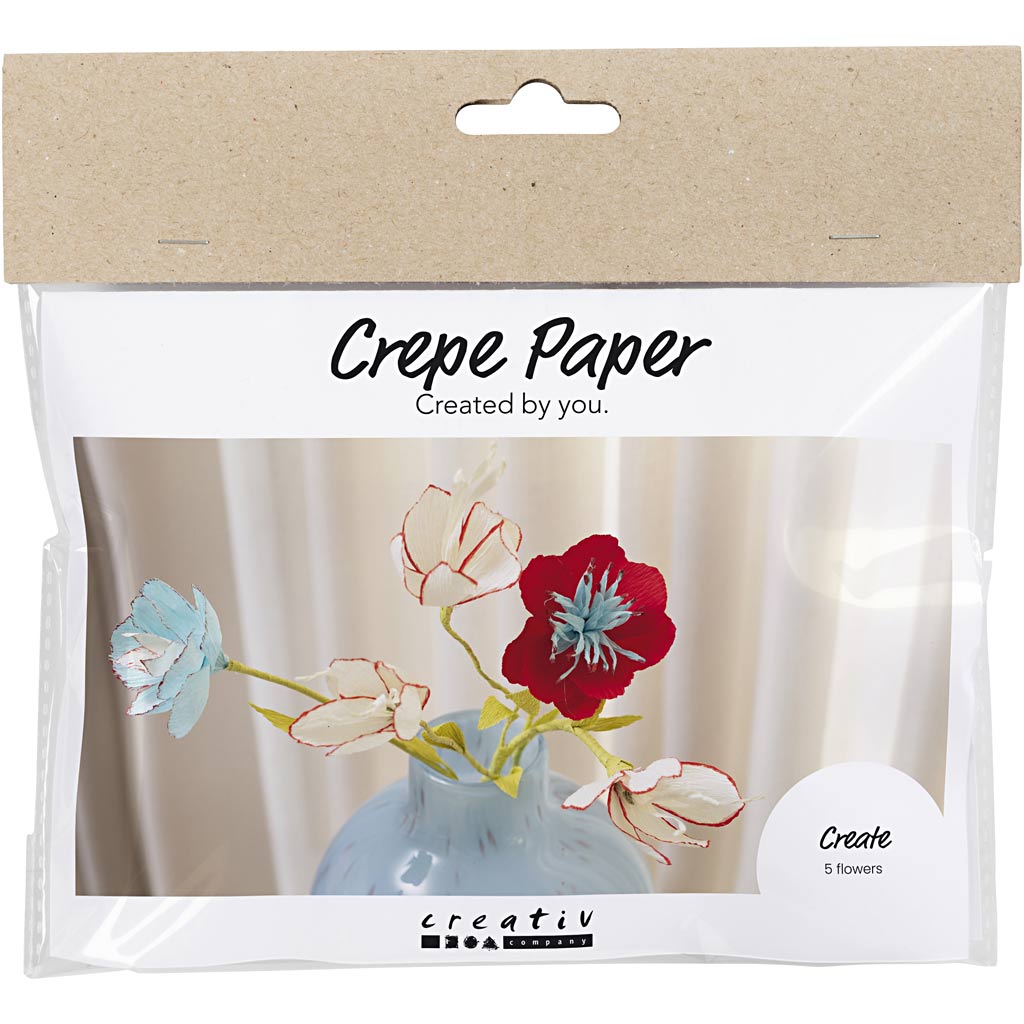 Creativ company mini hobbyset crêpepapier, bloemen van crêpepapier, pastelkleuren, 1 doos