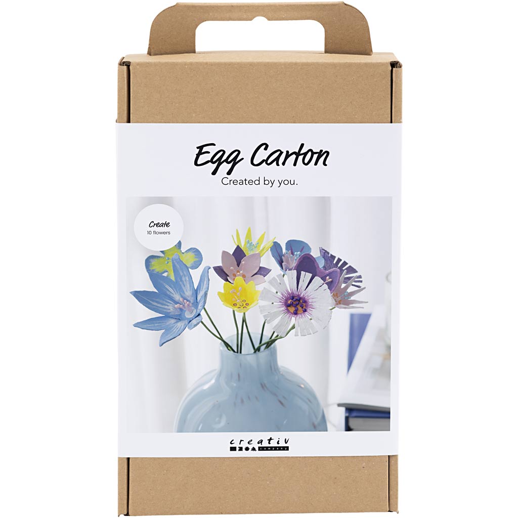 Creativ company hobbyset bloemen van eierdozen, pastelkleuren, 1 doos