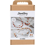 Creativ company hobbyset sieraden, beige, burnt orange, wit parelmoer, 1 doos
