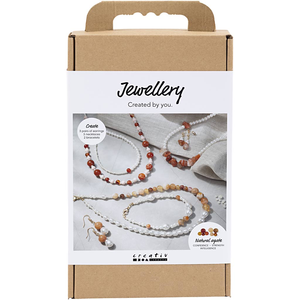Creativ company hobby set jewelry, beige, burnt orange, white mother of pearl, 1 box
