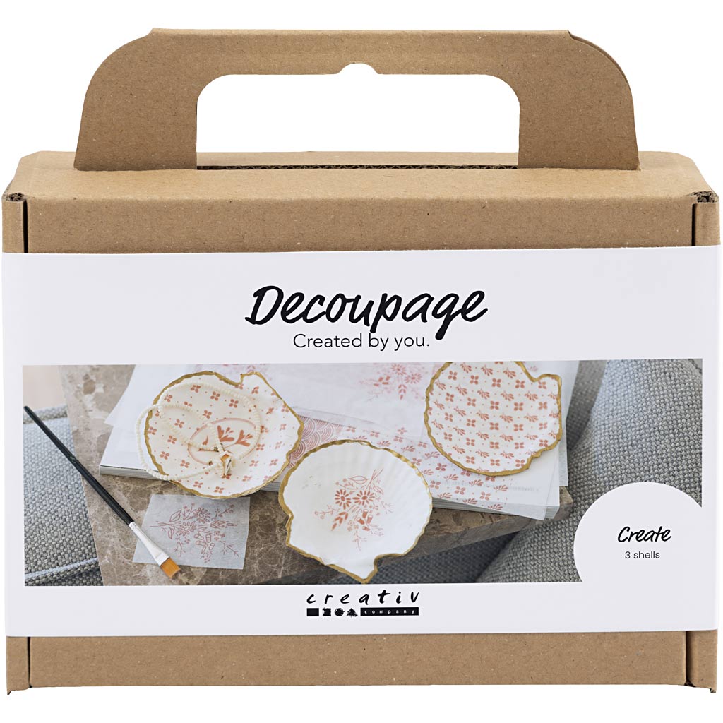 Creativ company mini hobbyset decoupage, mosselschelpen, lichtroze, 1 doos